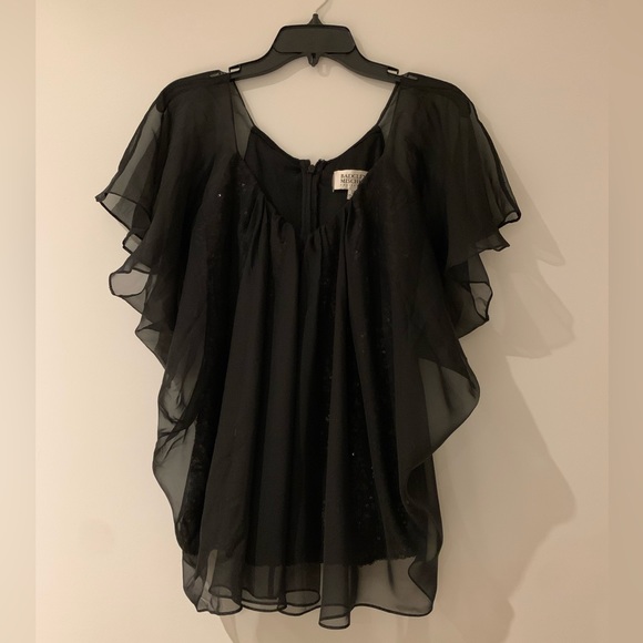 Fancy Black Mesh over Sequence Top - Picture 1 of 4